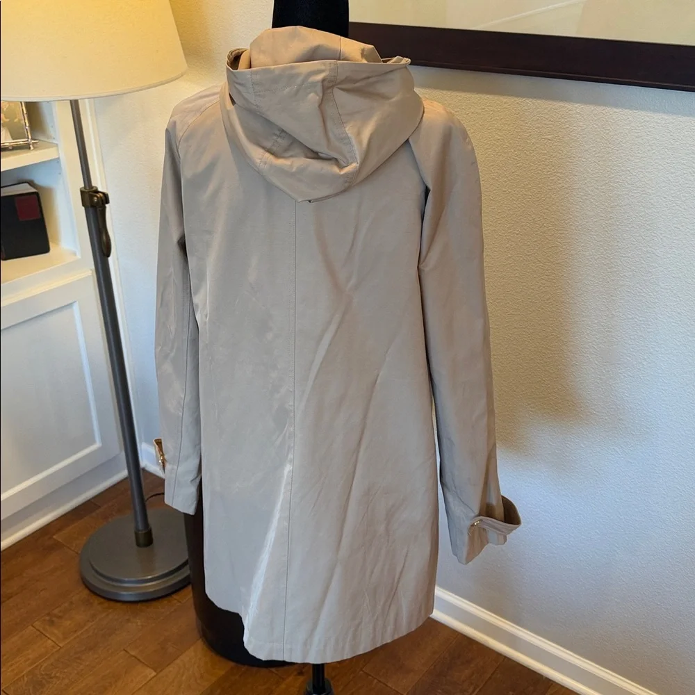 MICHAEL KORS Cotton Blend Hooded Raincoat rain jacket coat Khaki tan XL EUC - Picture 6 of 7